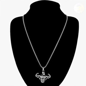 Men’s titanium steel hip-hop punk influencer sports fitness pendant necklace — stainless steel, warm-up style