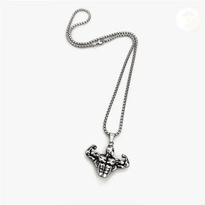 Men’s titanium steel hip-hop punk influencer sports fitness pendant necklace — stainless steel, warm-up style