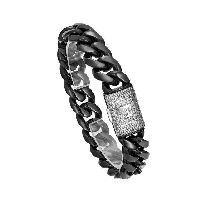Black Cuban Link Chain Necklace Stainless Steel Miami Chain Hip Hop Jewelry Letter A-Z CZ Lock Men's Gift width thick bracelet italy mexico ceremony party graduation timeless shine anniversary valentine birthday gift