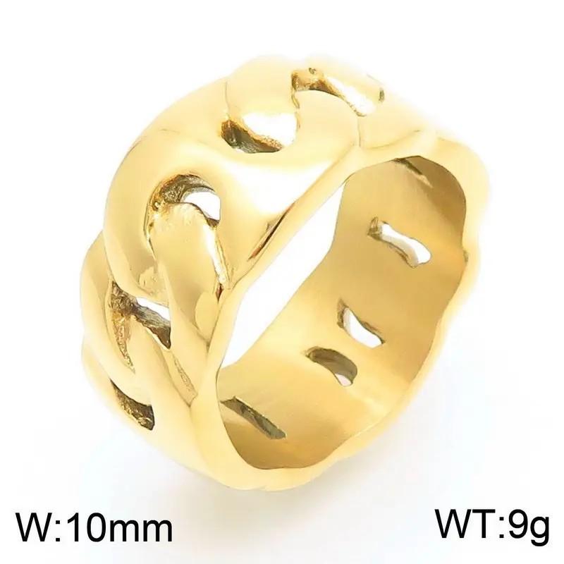 The Preferred Gift for Birthday & Anniversary| imple and fashionable hollow smooth ring, retro Cuban chain-shaped titanium steel men's ring|The Gift for lover, Fanilys and beast friends