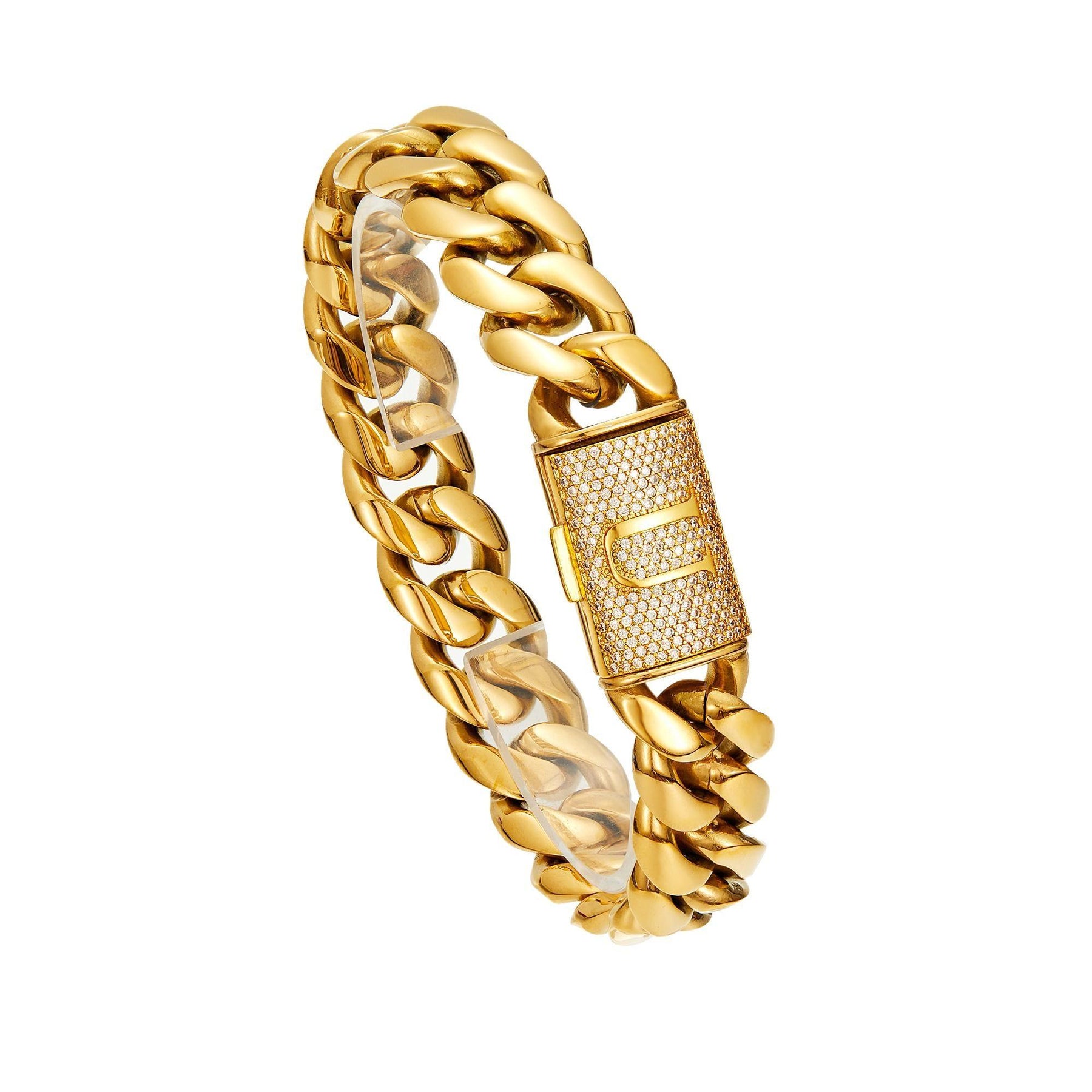 14K Gold Plated Stainless Steel Miami Cuban Chain Necklace/Bracelet with Custom A-Z Initial Engraved Flip Clasp Slim and compact design Miami hip-hop style fashion piece for everyday wear, also suitable as jewelry for special occasions.