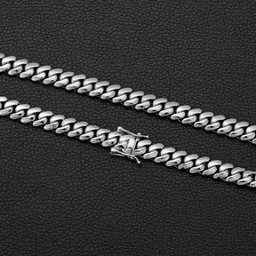 20/22MM Silver Stainless Steel Thin Cuban Chain Butterfly Clasp Bracelet Accessory Miami Link Hip Hop Jewelry For Men Exaggeration Thick And Heavy Necklace Fashion
