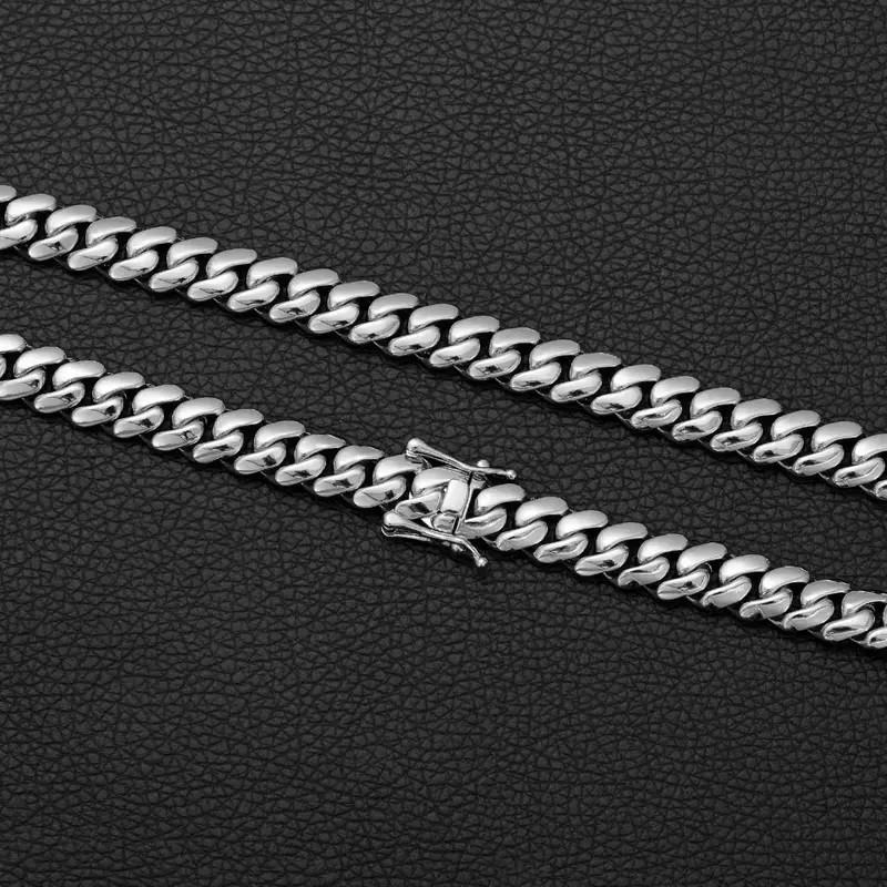 20/22MM Silver Stainless Steel Thin Cuban Chain Butterfly Clasp Bracelet Accessory Miami Link Hip Hop Jewelry For Men Exaggeration Thick And Heavy Necklace Fashion