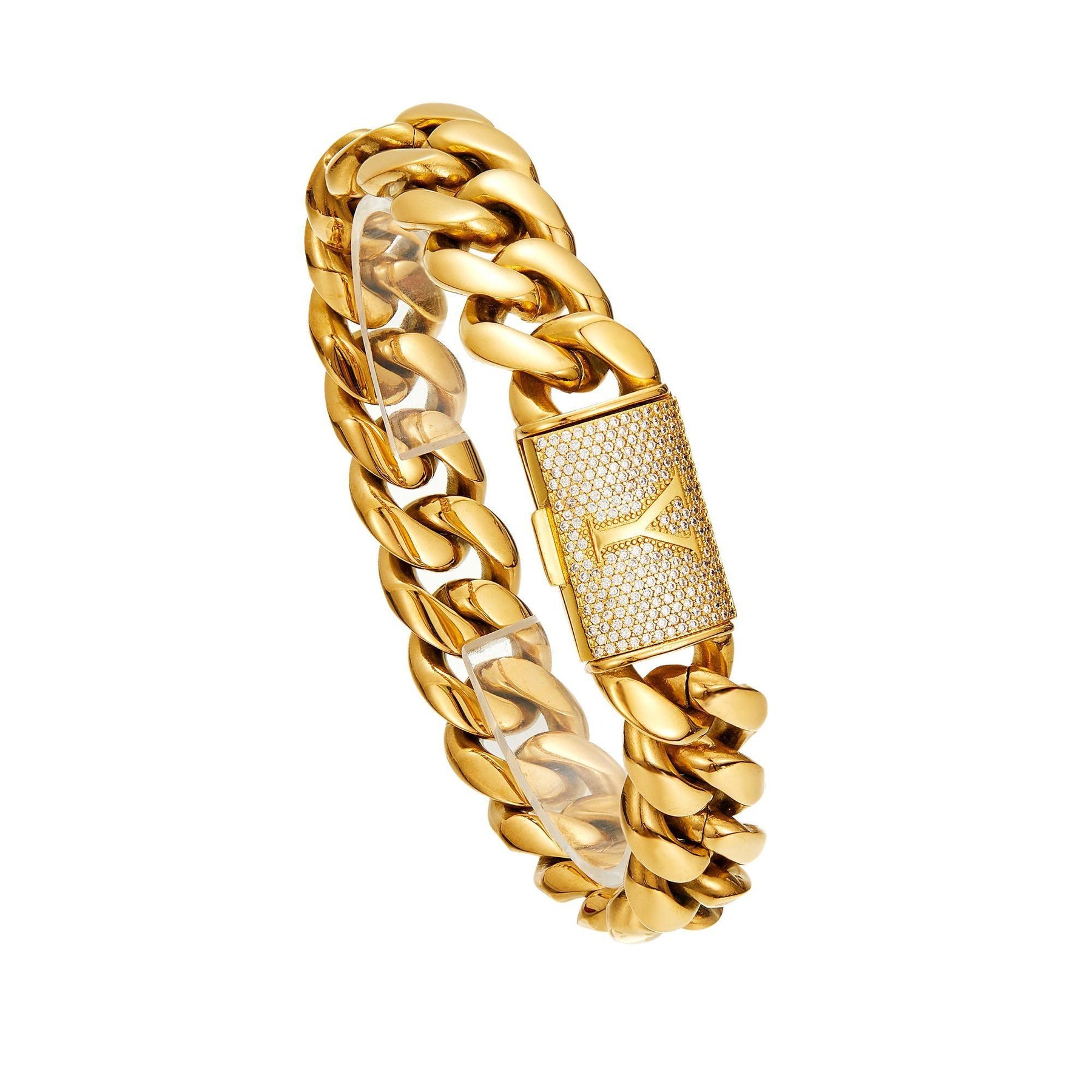 14K Gold Plated Stainless Steel Miami Cuban Chain Necklace/Bracelet with Custom A-Z Initial Engraved Flip Clasp Slim and compact design Miami hip-hop style fashion piece for everyday wear, also suitable as jewelry for special occasions.