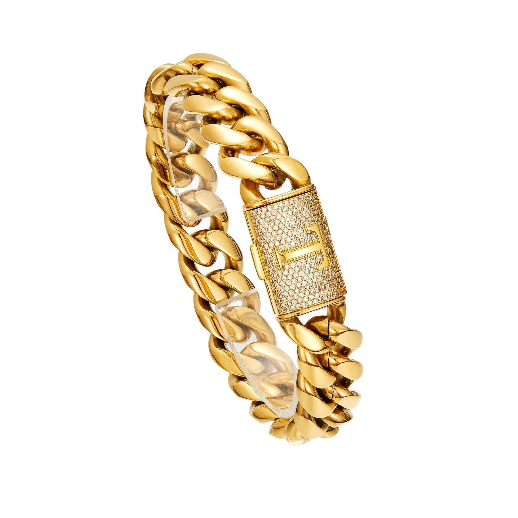 14K Gold Plated Stainless Steel Miami Cuban Chain Necklace/Bracelet with Custom A-Z Initial Engraved Flip Clasp Slim and compact design Miami hip-hop style fashion piece for everyday wear, also suitable as jewelry for special occasions.