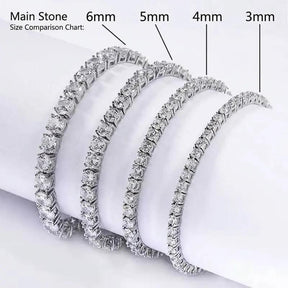 Men's Hip-Hop Rapper Style Square AAAAA Cubic Zirconia Necklace — Luxury Unisex Jewelry, The Perfect Gift. Available in 3.0mm, 4.0mm, 5.0mm, and 6.0mm Tennis Chain Styles — Diamond-Set Jewelry, Ideal for Gifting.