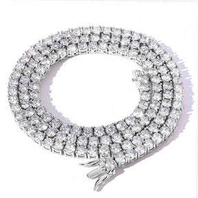Men's Hip-Hop Rapper Style Square AAAAA Cubic Zirconia Necklace — Luxury Unisex Jewelry, The Perfect Gift. Available in 3.0mm, 4.0mm, 5.0mm, and 6.0mm Tennis Chain Styles — Diamond-Set Jewelry, Ideal for Gifting.