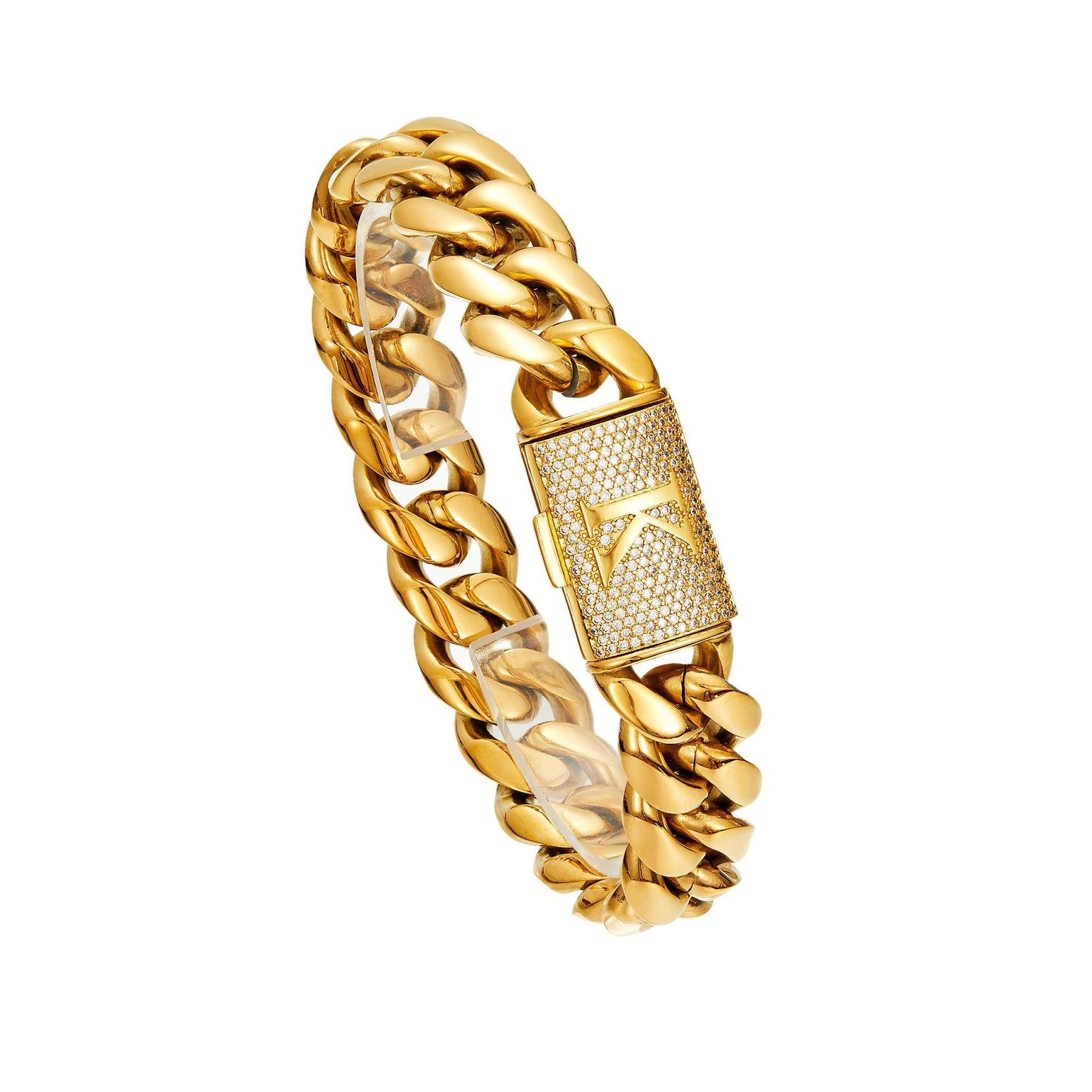 14K Gold Plated Stainless Steel Miami Cuban Chain Necklace/Bracelet with Custom A-Z Initial Engraved Flip Clasp Slim and compact design Miami hip-hop style fashion piece for everyday wear, also suitable as jewelry for special occasions.