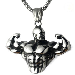 Men’s titanium steel hip-hop punk influencer sports fitness pendant necklace — stainless steel, warm-up style