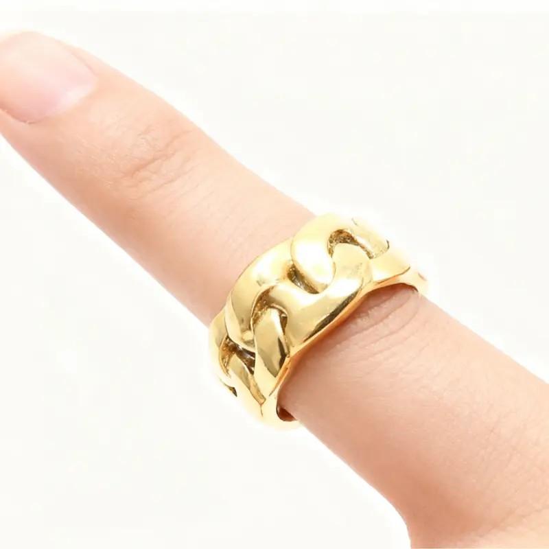 The Preferred Gift for Birthday & Anniversary| imple and fashionable hollow smooth ring, retro Cuban chain-shaped titanium steel men's ring|The Gift for lover, Fanilys and beast friends