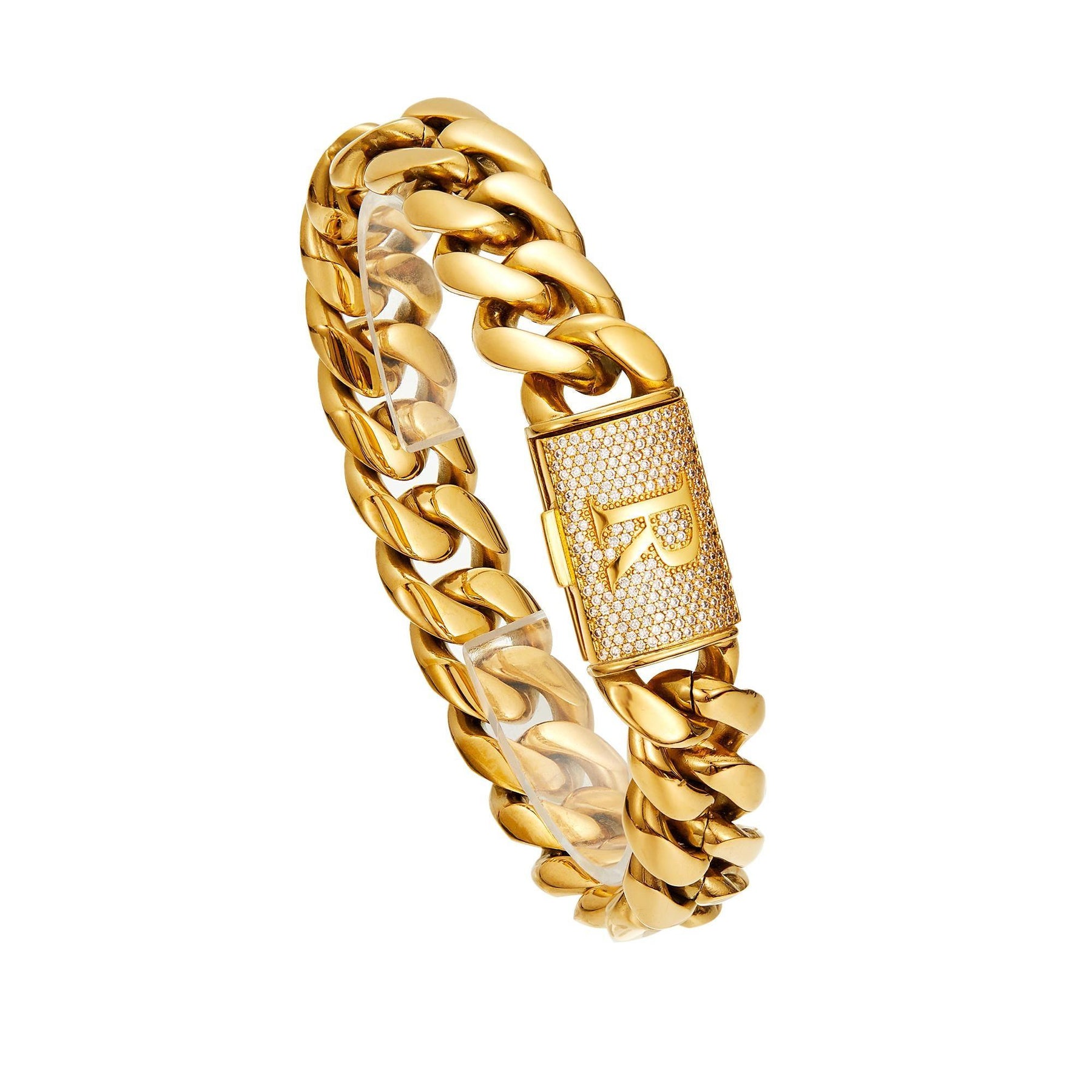 14K Gold Plated Stainless Steel Miami Cuban Chain Necklace/Bracelet with Custom A-Z Initial Engraved Flip Clasp Slim and compact design Miami hip-hop style fashion piece for everyday wear, also suitable as jewelry for special occasions.