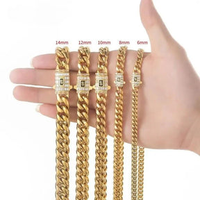 Cuban necklace stainless steel titanium steel encryption chain men's and women's jewelry necklace copper buckle micro-inlaid zircon hip hop jewelry men