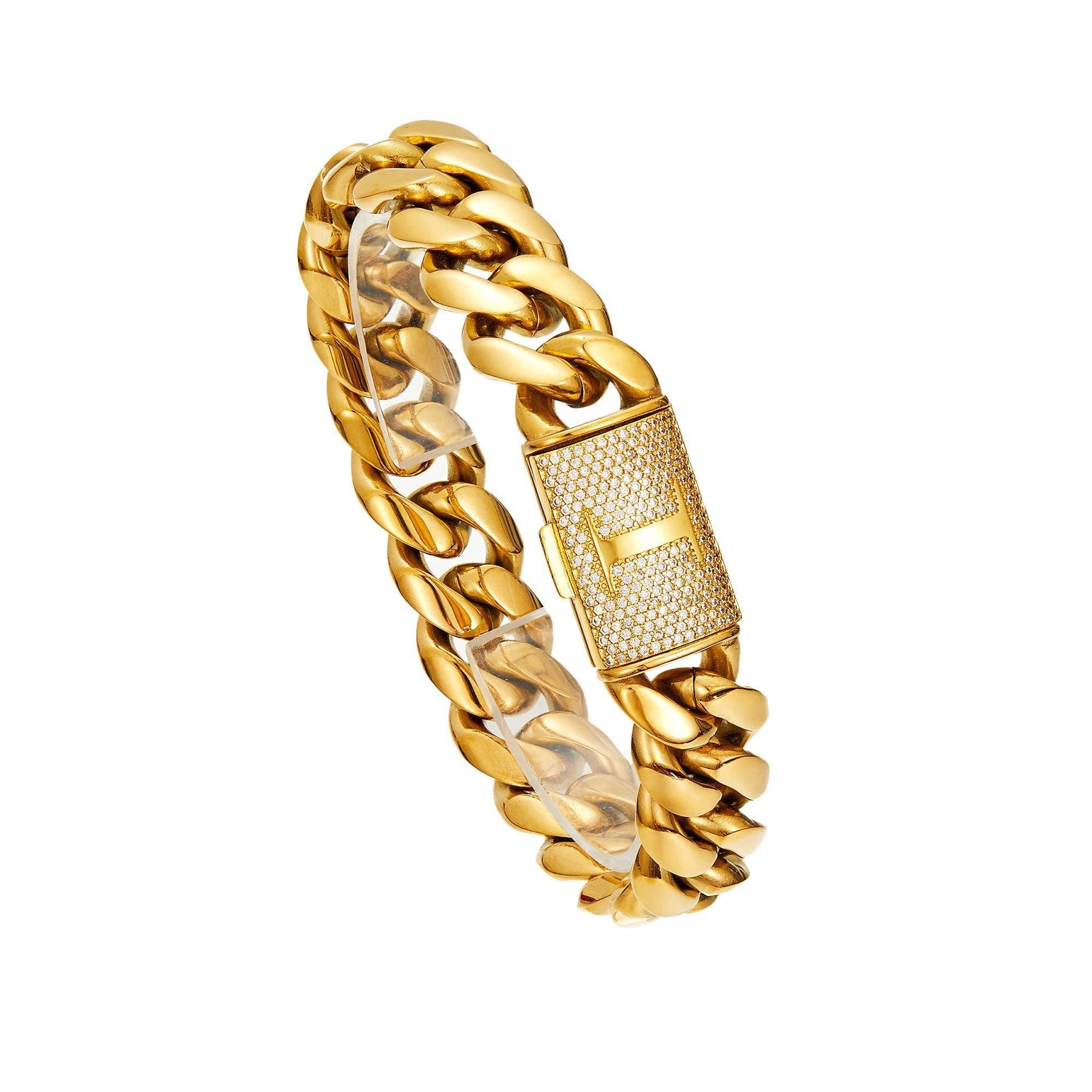 14K Gold Plated Stainless Steel Miami Cuban Chain Necklace/Bracelet with Custom A-Z Initial Engraved Flip Clasp Slim and compact design Miami hip-hop style fashion piece for everyday wear, also suitable as jewelry for special occasions.