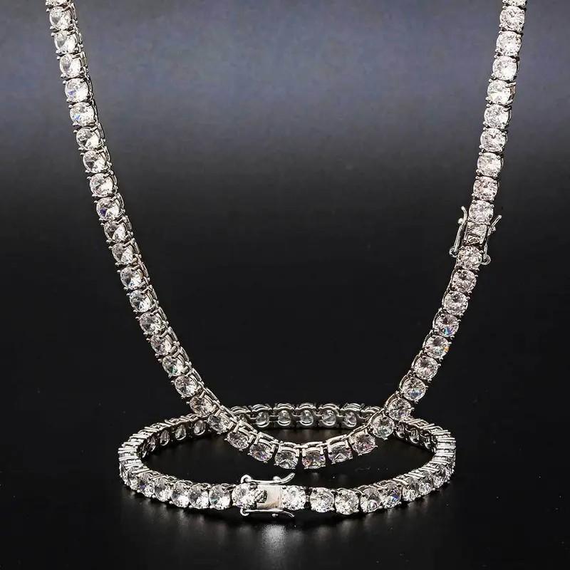 Men's Hip-Hop Rapper Style Square AAAAA Cubic Zirconia Necklace — Luxury Unisex Jewelry, The Perfect Gift. Available in 3.0mm, 4.0mm, 5.0mm, and 6.0mm Tennis Chain Styles — Diamond-Set Jewelry, Ideal for Gifting.